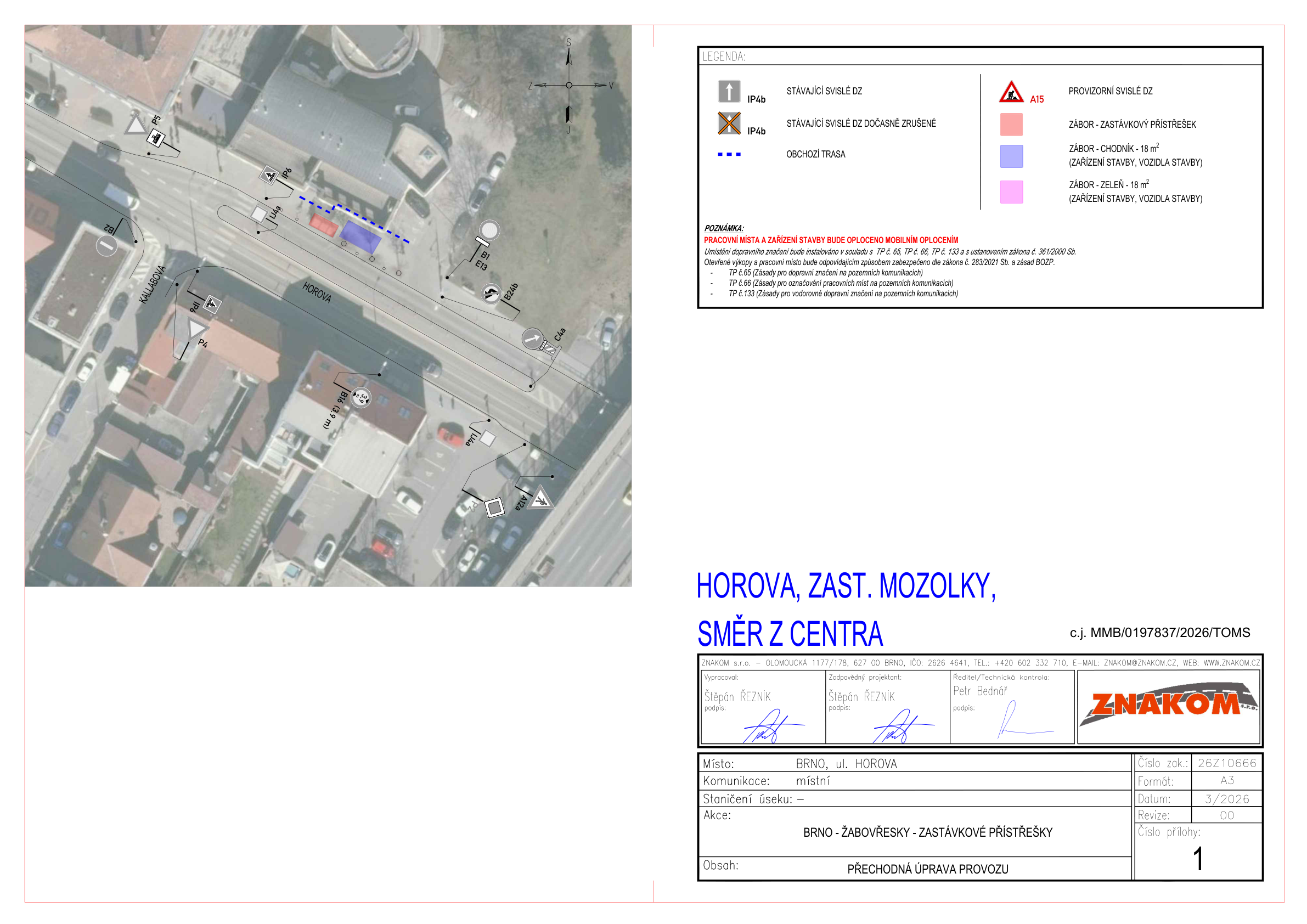 Výkres přechodné úpravy provozu – Horova
