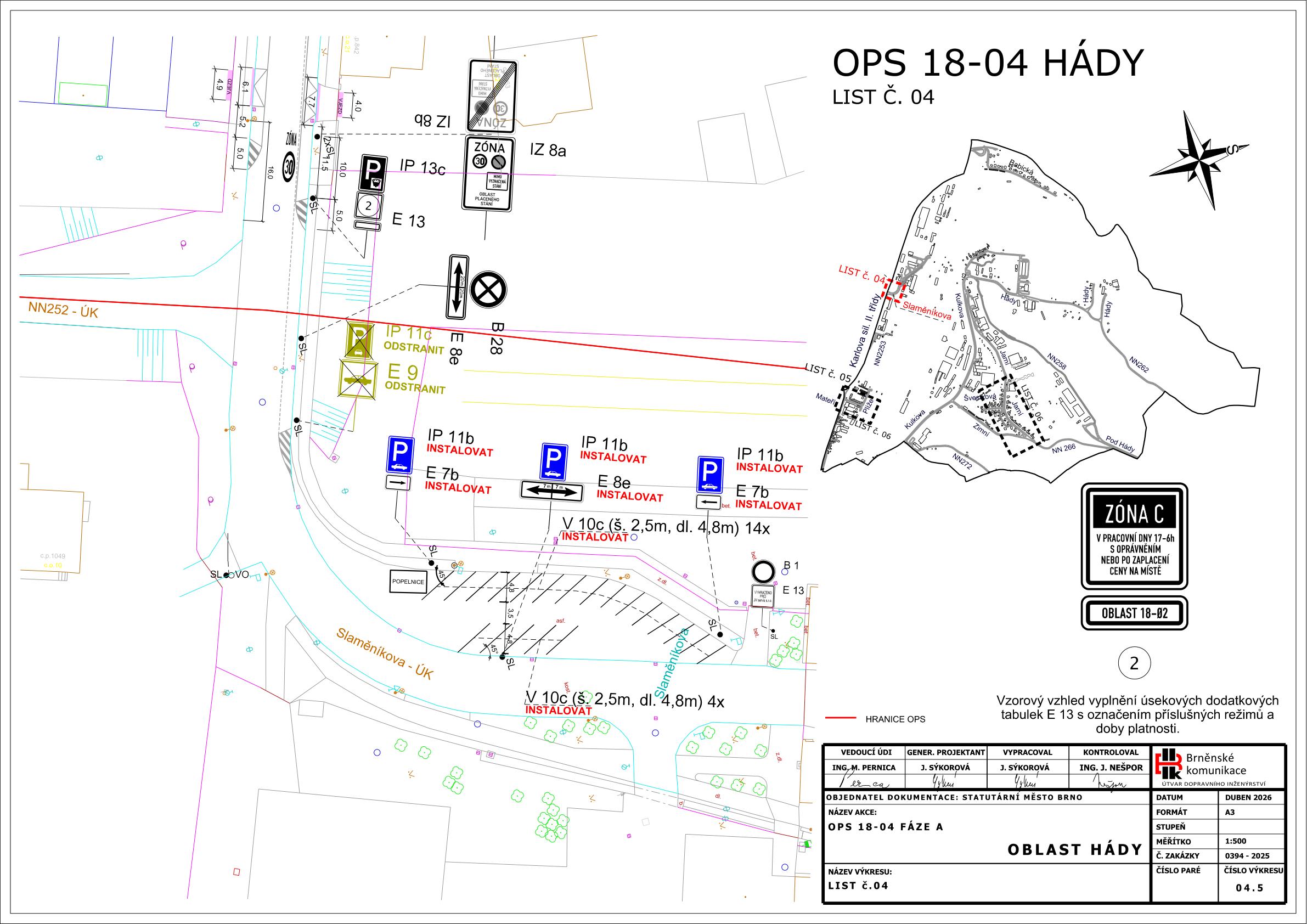 Výkres dopravního značení OPS 18-04 Hády