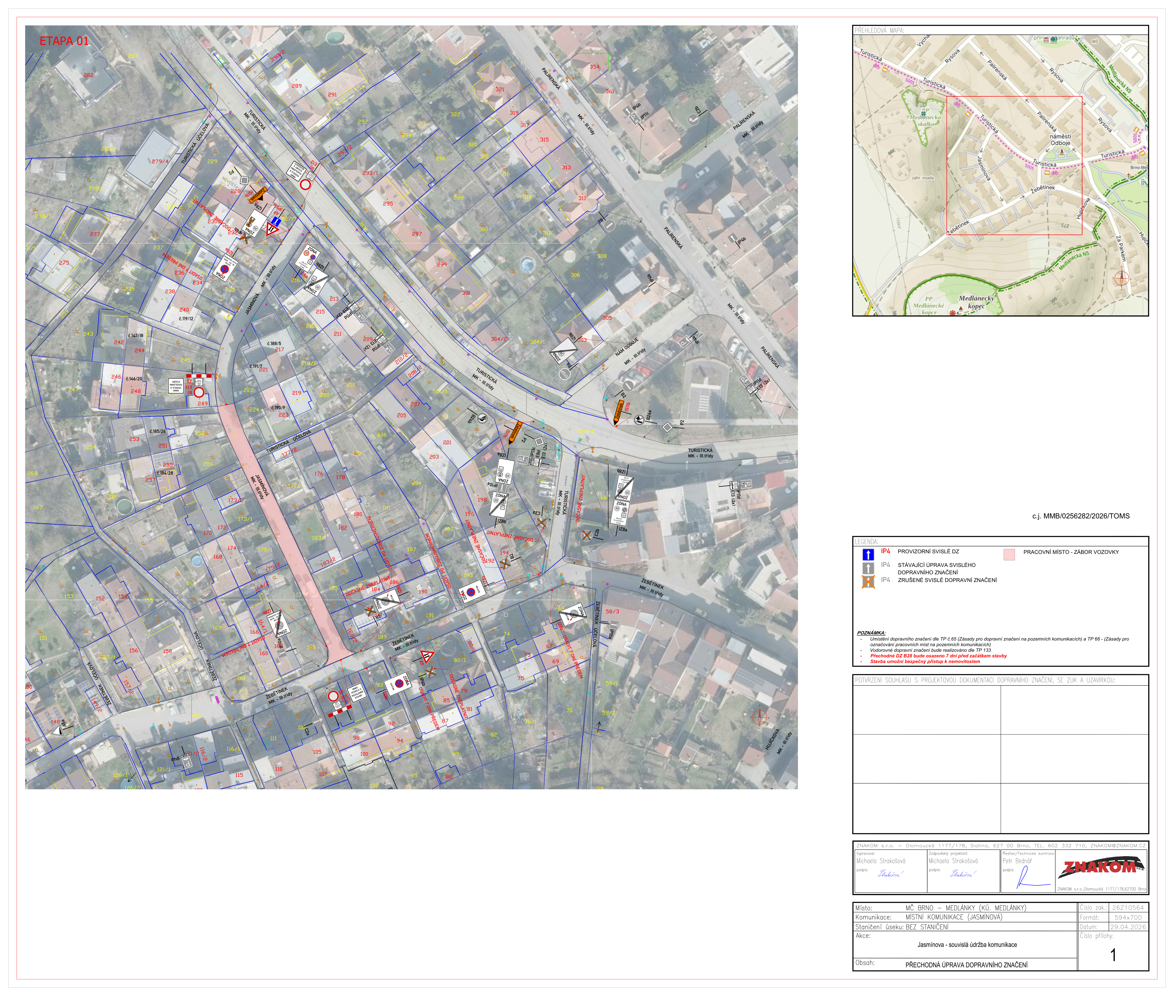 Situační výkres PDZ — Jasmínová, etapa 1