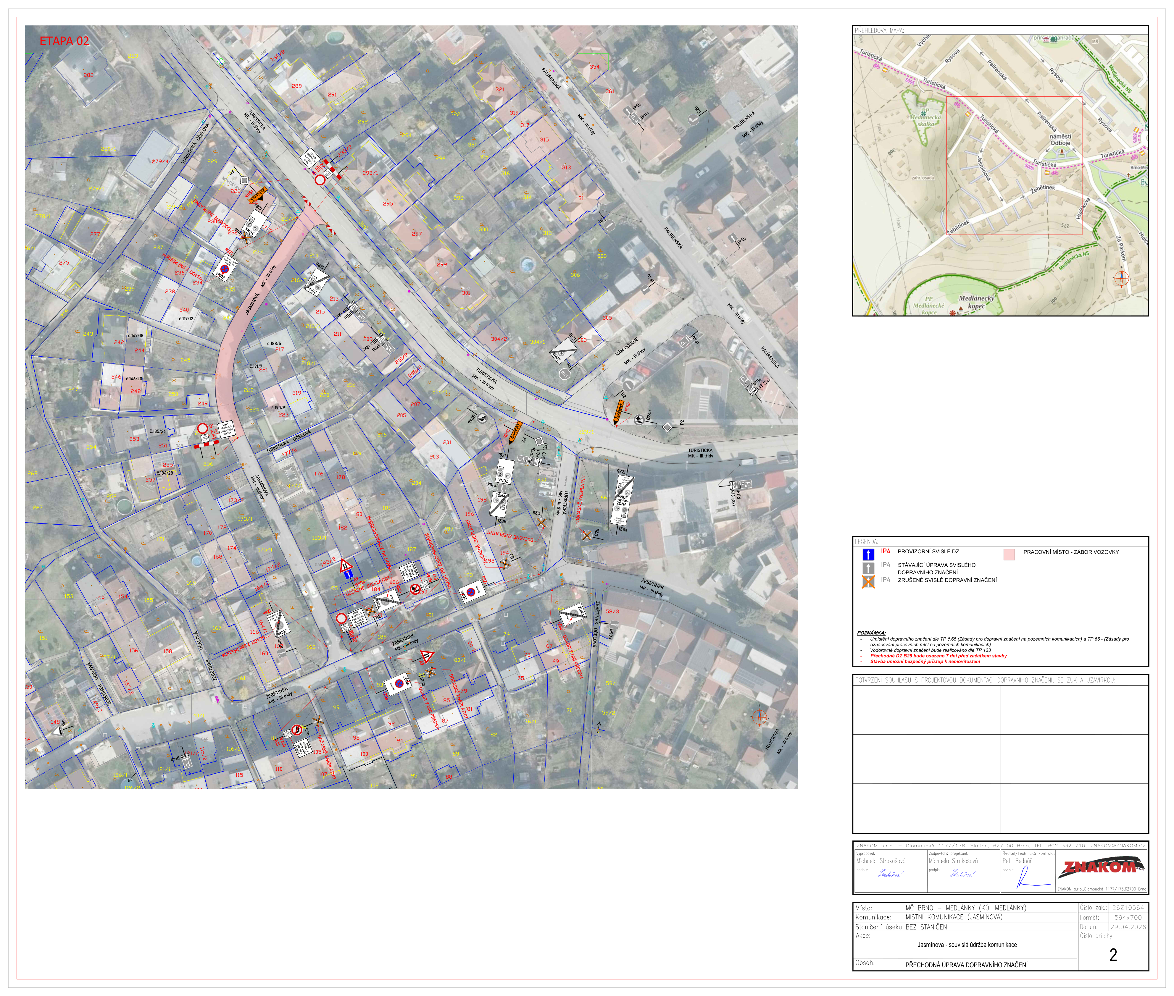 Situační výkres PDZ — Jasmínová, etapa 2