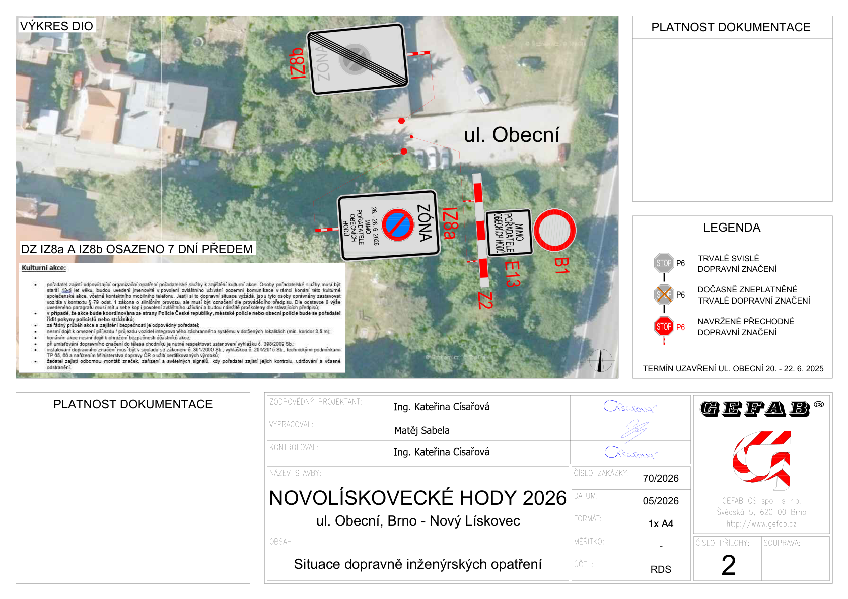 Situace dopravně inženýrských opatření — Novolískovecké hody 2026
