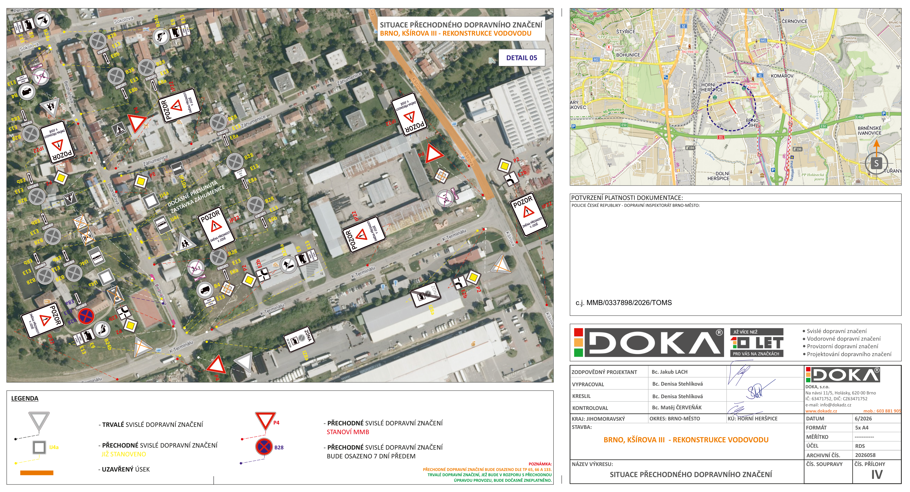 Schéma doplňkového PDZ pro rekonstrukci vodovodu – Kšírova III