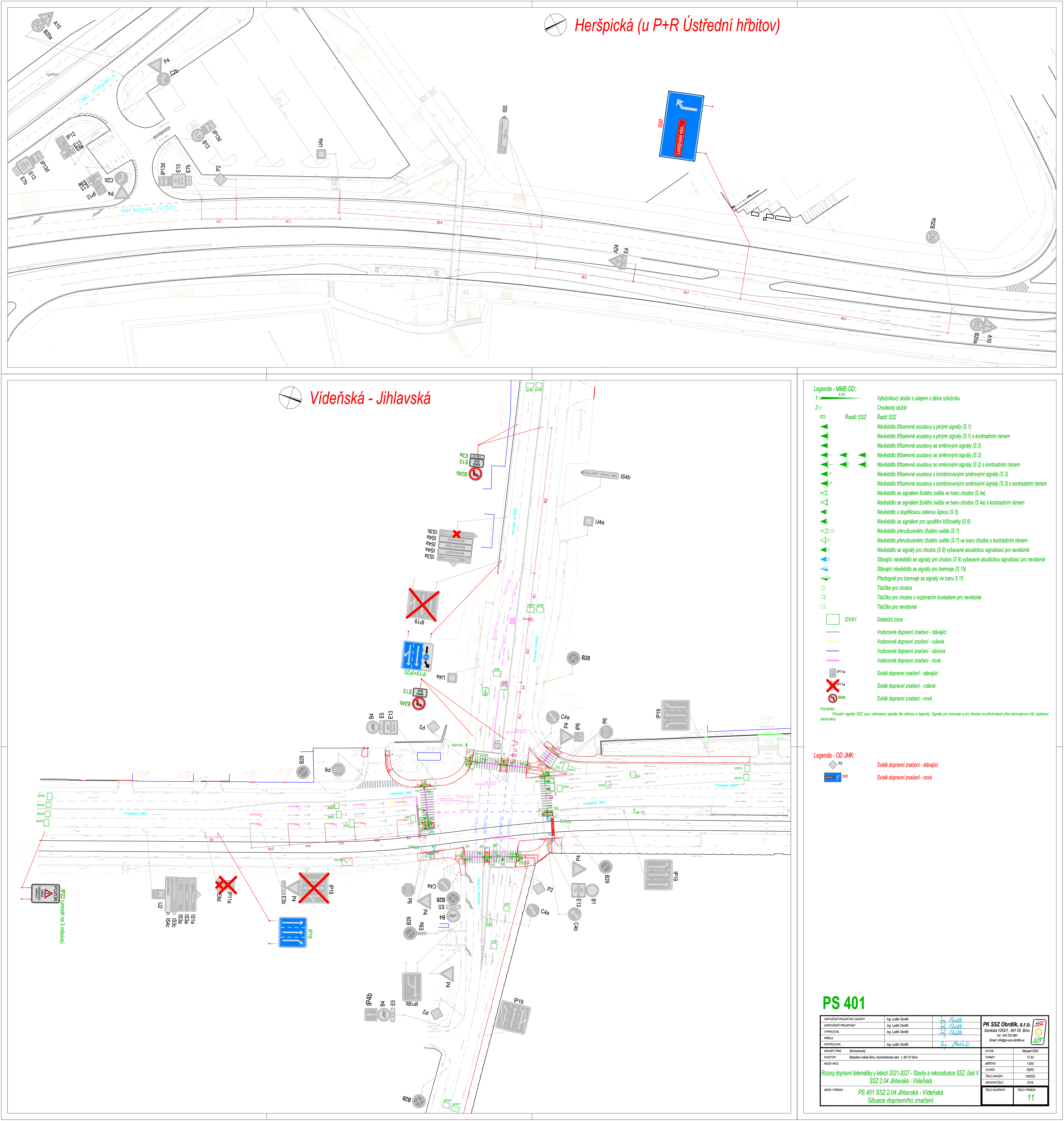 Výkres světelné signalizace SSZ 2.04 Jihlavská – Vídeňská