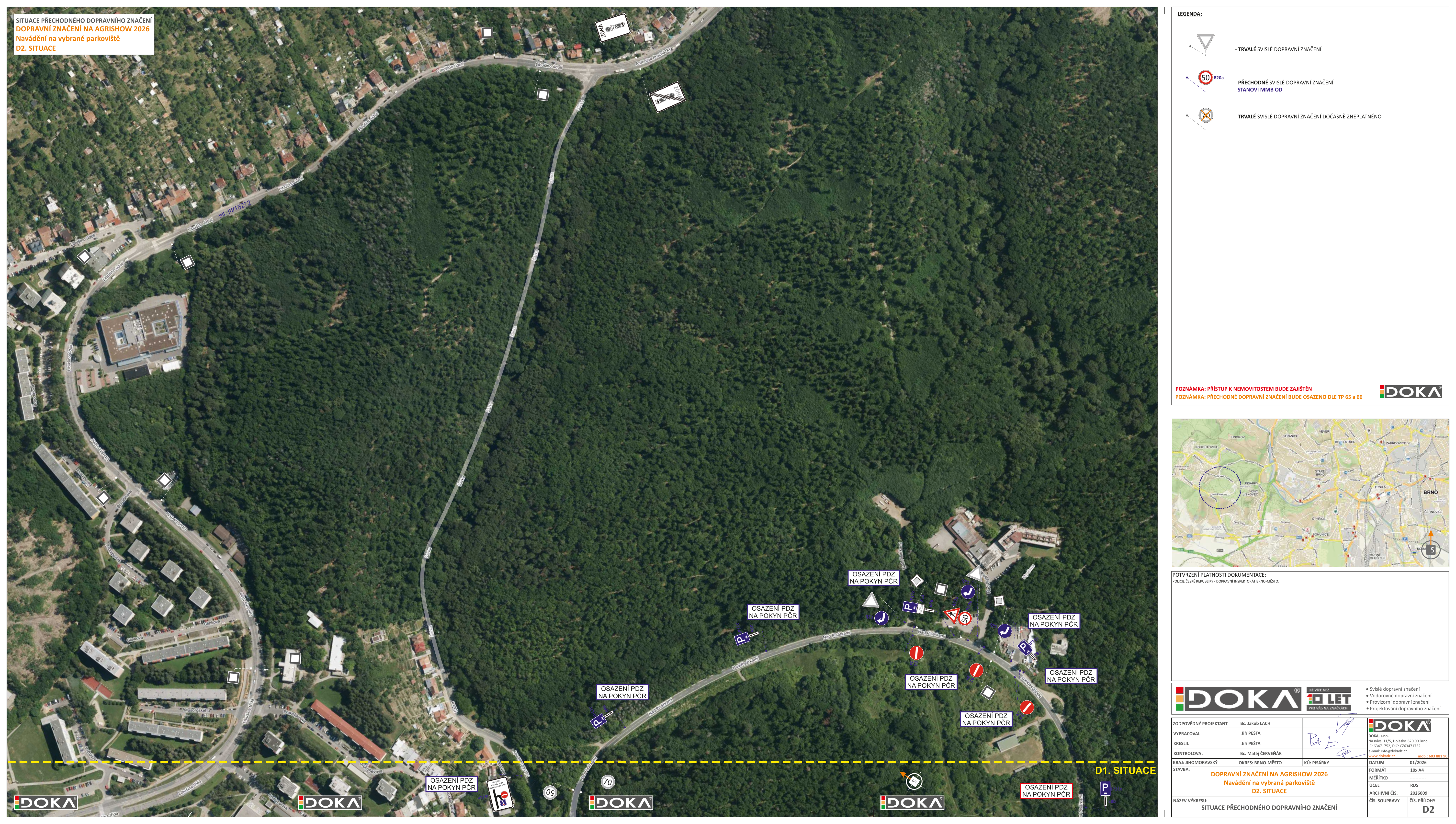 D2 – situace přechodného dopravního značení