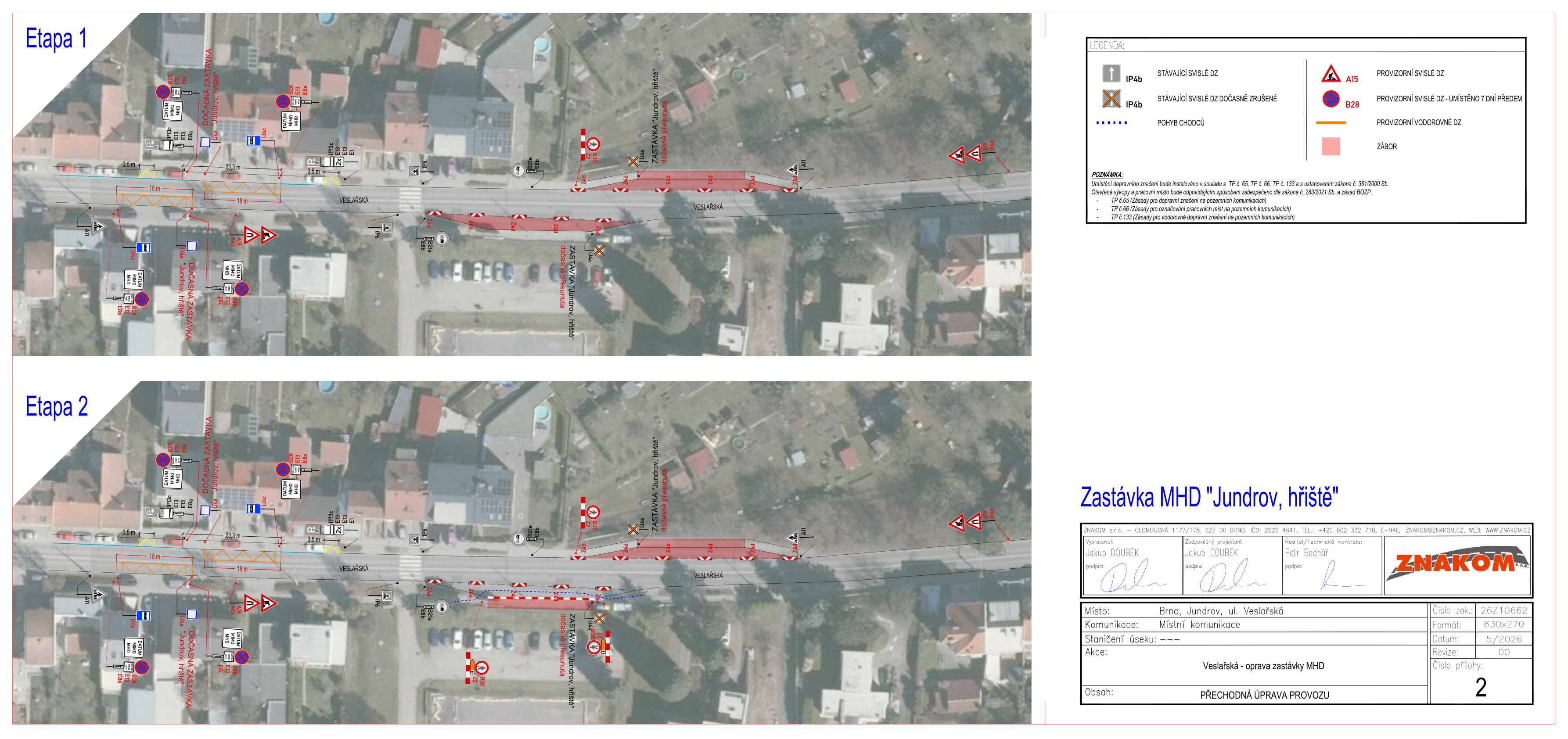Zastávka Jundrov hřiště — přechodná úprava provozu
