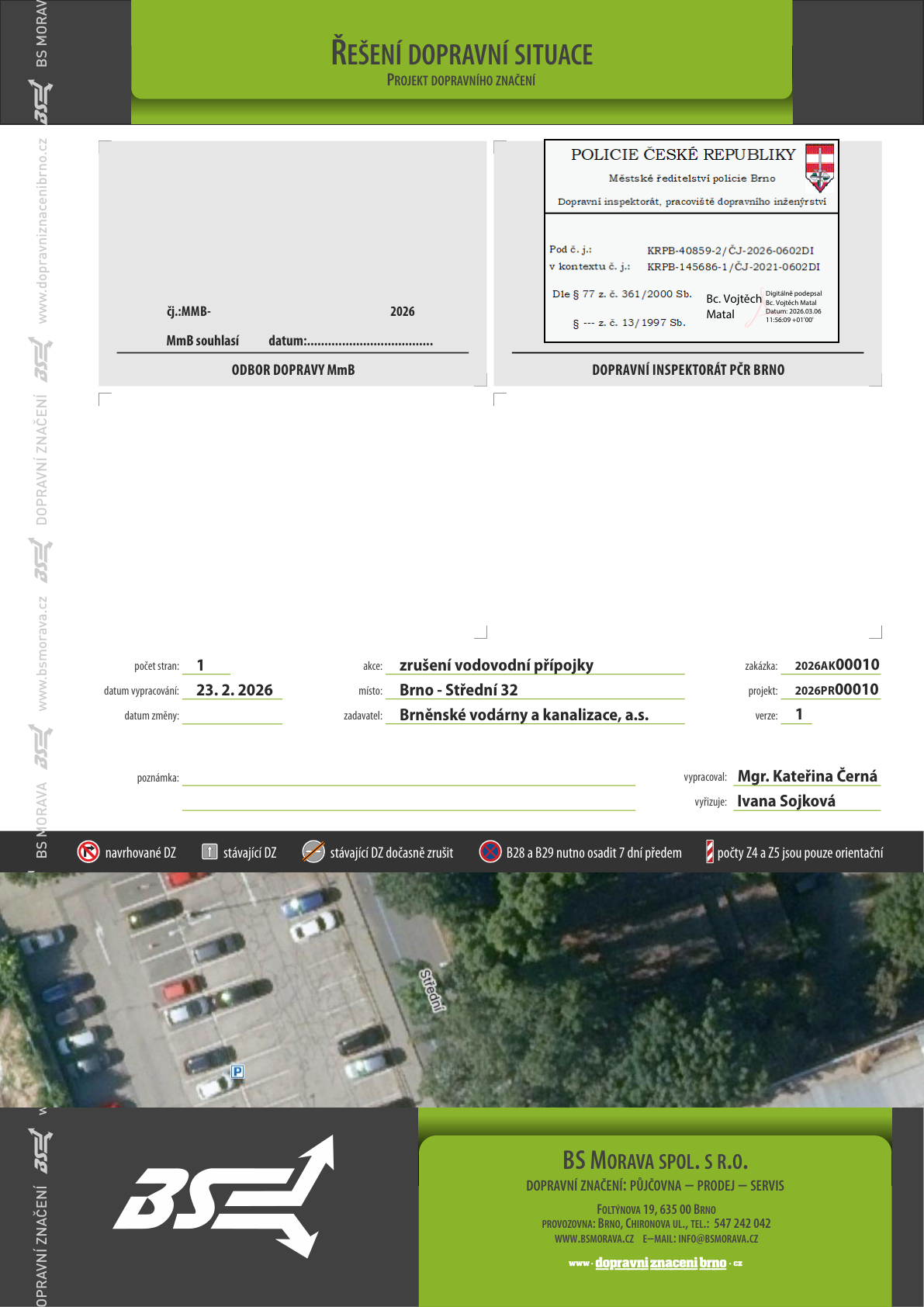 Výkres přechodné úpravy provozu – Střední 32, strana 1